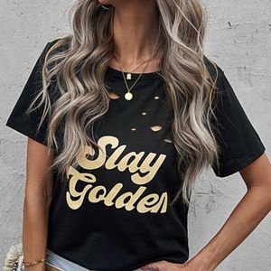 New Crew Neck Leaves Pattern T Shirt